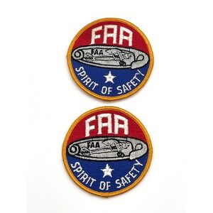 FAA Spirit of Safety Patch Pair – Embroidered Aviation Insignia, Yellow Border